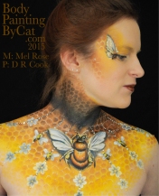 Bee neck bodypaint on Mel by Cat pics DR Cook look r bpc