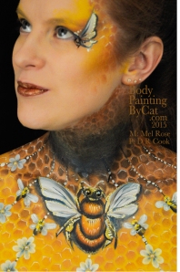 Bee neck bodypaint on Mel by Cat pics DR Cook look up bpc