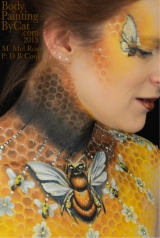 Bee neck bodypaint on Mel by Cat pics DR Cook side bpc